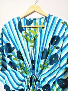 Robe Kaftan Élégante en Coton Pur et Dentelle Lavable pour Femme, Imprimé Floral Vintage, Respirante, Coupe Évasée Oversize pour l'Été - Product Image 4