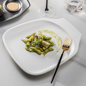 Plato Cuadrado Negro de Cerámica con Diseño de Roca para Servir Filetes y Salsas en Restaurantes Modernos, <span class=keywords><strong>Vajilla</strong></span> con Plato para Salsas, Venta al por Mayor - Product Image 1