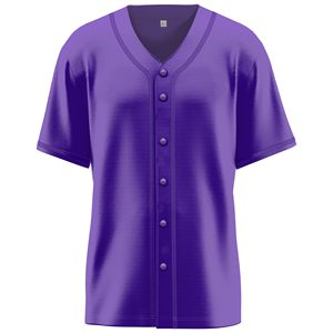 เสื้อเบสบอลผู้ชายสีม่วง แขนสั้น ติดกระดุมด้านหน้า สีพื้น ระบายอากาศได้ดี ทรงปกติ สำหรับผู้ใหญ่ ใส่ได้ทุกฤดู - Product Image 1