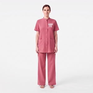 Tenue de travail pour femmes, uniforme d'hôpital, haut à col montant et boutons, manches courtes, ensemble jogging, fabricant d'uniformes sur mesure - Product Image 5