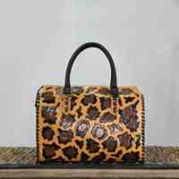 Nouveau sac à main de luxe en cuir véritable pour femme, motif imprimé léopard, poignée supérieure, fermeture éclair, best-seller
