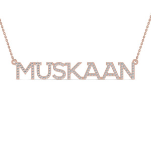 Pendentif personnalisé en or massif 14 carats avec nom gravé « Muskaan », collier lettre en moissanite, pendentif de luxe pour un usage quotidien - Product Image 2