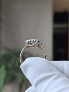 Round Lab Grown Diamond <b>Cluster</b> Halo Ring 2.25 Ct Gold Floral Statement Engagement Fine Jewelry Gift for Women - Product Image 4
