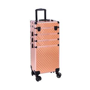Valigia per Trucco 4-in-1 in Alluminio Intercambiabile Stile Draw Bar Oro Rosa, Borse e Custodie per Cosmetici - Product Image 3