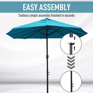 Ombrellone da Patio Blu da 4,5 m con Manovella Facile, Doppia Tettoria Anti-UV e Base per Cortili e Spiagge - Ideale per Giardini e Terrazze - Product Image 6