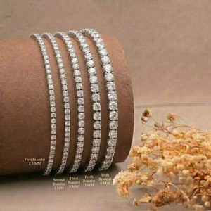 Pulseras Unisex de Oro Blanco de 14K con Diamante Cultivado en Laboratorio, Corte Brillante Redondo, Color E, Certificado IGI, Regalo de Boda Clásico de Aniva - Product Image 5