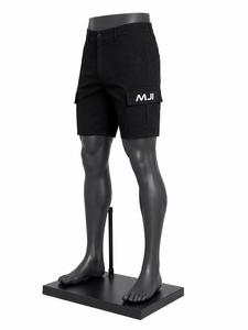 Shorts cargo noirs pour hommes, en mélange de coton personnalisé, multi-poches, vêtements de travail utilitaires, shorts décontractés d'extérieur, fournisseur de vêtements en gros OEM - Product Image 3