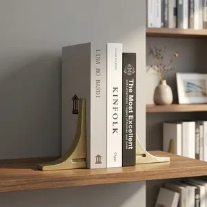 Gold Cast Iron <b>Bookends</b> Decorative Book Ends Heavy Duty Book Holder Vintage Metal <b>Bookends</b> for Shelves Home Office Decor - Product Image 2