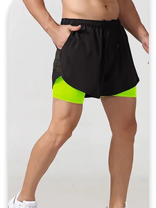 Trendy Double <b>Layer</b> Shorts for Summer Fitness Men’s Compression Workout Shorts Wholesale Durable Two in One Athletic Shorts - Product Image 3