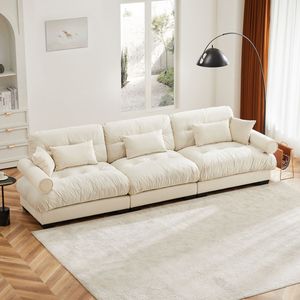 Modern 3-Seat Extra Large Velvet <b>Sofa</b> Oversize Cloud-Like Comfort with Waist Pillows & <b>Support</b> for Living Room - Product Image 1