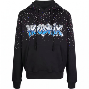 Sweat à capuche personnalisé avec strass, directement de l'usine, style mode, orné de cristaux étincelants et de diamants - Product Image 2