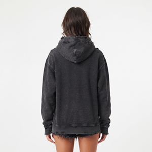 Sweat-shirt à capuche décontracté en coton imprimé pour femme, pull molletonné d'hiver effet vieilli avec poches, personnalisable - Product Image 2