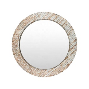 Miroir rond fait main miroir incrusté de nacre ivoire utilisé pour la décoration murale décoration de la maison emballage et logo personnalisés - Product Image 4