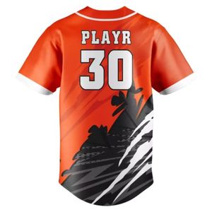 Maillot de baseball orange, noir et blanc pour hommes, boutonné, uniforme d'équipe, respirant, léger, vêtements de sport pour tournois - Product Image 2