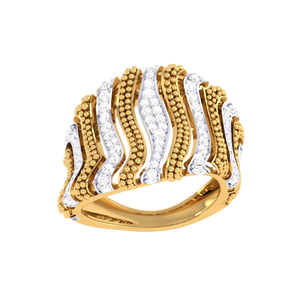 แหวนรูปตัว S ลายหยักหรูหรา ประดับเพชร CZ สีทอง ของขวัญวันครบรอบแต่งงานสุดหรู - Product Image 6