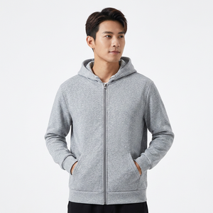 Sweat-shirt à capuche gris pour homme, coupe classique, décontracté, 100% coton, tissu molletonné français, manches longues, vêtement d'automne - Product Image 4