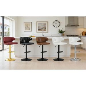 Modern Adjustable Swivel Bar <b>Stool</b> with Suede Backrest Height Adjust Feature for Kitchen <b>Dining</b> Room and Bar - Product Image 5