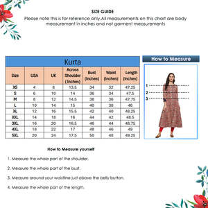 Kurta Anarkali Roja de Algodón con Estampado Kalamkari para Mujer, con Cuello Redondo y Mangas Tres Cuartos, Diseñada para Vestir en Eventos Festivos Étnicos Globales - Product Image 6