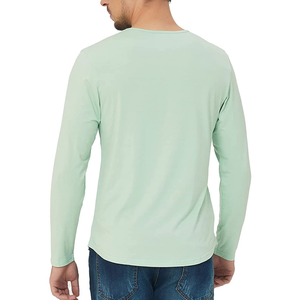 T-shirt Homme Premium Uni Coupe Slim Manches Longues Col Rond Coton/Fibre de Bambou Logo Personnalisé Haute Qualité Respirant Doux Décontracté Été - Product Image 3