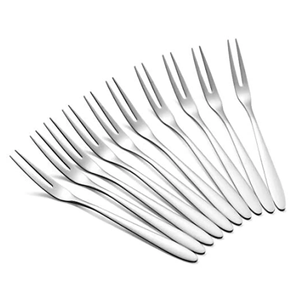 Ensemble de 6 fourchettes en acier inoxydable, finition miroir moderne, manche à motif, compatibles lave-vaisselle, pour mariages et réceptions - Product Image 2