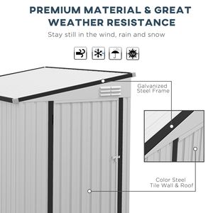 Outdoor <b>4x6</b> ft White Lean-to Storage Shed with Lockable Door Vents Wood <b>Frame</b> Easily Assembled for Garden Tools Patio Lawn - Product Image 6