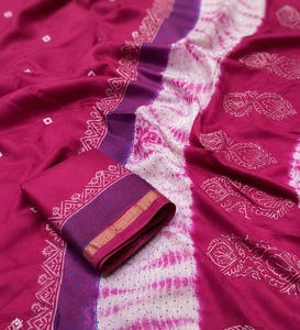 Handloom <b>Pink</b> Cotton Saree Organic Women Ethnic Wear Shibori Tie Dye Indian Bridal Wedding Sarees Traditional Jaipur Sari - Product Image 6