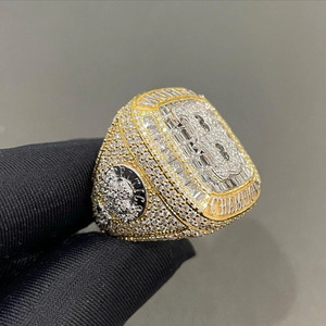 High-Quality VVS Moissanite Luxury Best Popular Rapper 925 Sterling <b>Silver</b> Moissanite <b>Rings</b> 14K Yellow Gold Plated <b>Ring</b> For <b>Men</b> - Product Image 2