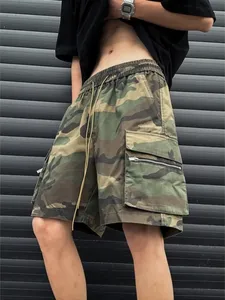 Men's Letter Pattern Cargo Shorts Mid Waist Drawstring Pocket Design Elegant Knee Length Quick Dry Summer Wear Breathable Woven - Product Image 1