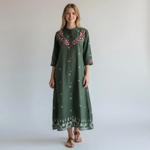 Robe Kurti florale bohème verte pour femme, pour les fêtes de mariage - Product Image 2