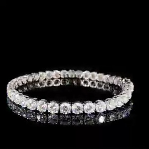 14K White Gold Tennis Bracelet Brilliant Cut Lab Grown Diamond <b>Bangle</b> VVS2 Clarity F Color IGI Certified Unisex Wedding Luxury - Product Image 1