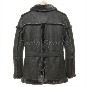 Men Fur Leather <b>Jackets</b> Distressed Pure Sheepskin Sherpa <b>Shearling</b> Faux Fur Soft Flight <b>Bomber</b> Lather <b>jacket</b> - Product Image 2