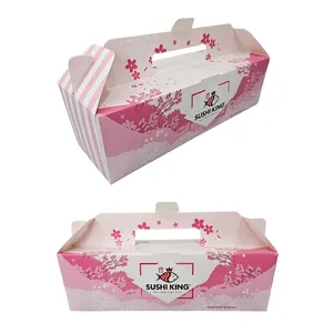 Customizable Sushi Paper Box Greaseproof PE Coated for Japanese Restaurants Takeaway Packaging