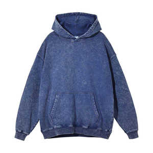 High Quality No String Breathable Stone Acid Washed Fleece Half Zip Winter <b>Men's</b> Boxy Hoodies 370gsm Puff Printed Designer - Product Image 4