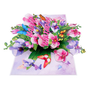 Nouvelle carte de vœux d'anniversaire 2026 créative 3D pop-up en papier fait main, bouquet de fleurs de carnation, marque vietnamienne, style européen UV - Product Image 5