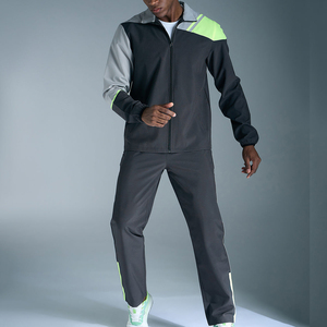 Ensemble de survêtement personnalisé 2 pièces : veste coupe-vent et pantalon de survêtement décontracté avec réflecteurs, en nylon et polyester respirant - Product Image 3