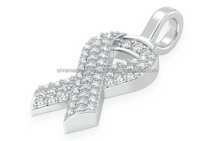 Pendentifs Ruban de Sensibilisation SHRAMAN DIAMOND en Or 14K Unisexe, Moissanite de Qualité Supérieure, Breloques de Bijoux Tendance de Luxe Personnalisées - Product Image 4