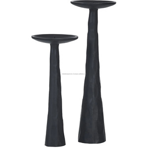 Lot de 2 grands bougeoirs noirs en aluminium coulé pour les fêtes à manger mariages romantiques anniversaires bougeoirs durables - Product Image 3