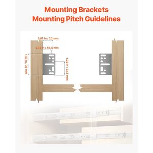 10 paires de supports de glissières d'armoire de tiroir de Rail de montage latéral 100 LBS Capacité 100% Nouveau produit - Product Image 3