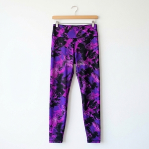 Leggings de sport pour femme taille haute, sans couture, tricotés, respirants, imprimés, extensibles, motif marbre violet, longueur intégrale, pour yoga, gym et fitness - Product Image 2