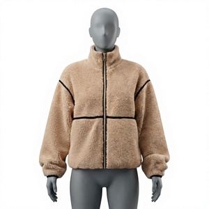 Chaqueta de forro polar con cremallera para hombre, cuello alto, estilo sherpa, con bloques de color, abrigo de invierno - Product Image 1