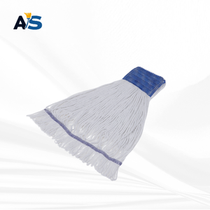 A&S Heavy Duty White Cotton <b>Mop</b> Head with 5" Blue Head Band Loop End - Product Image 1