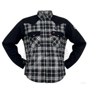 Chemises de travail pour hommes en flanelle noire et coton ignifuge, manches longues, pour soudage, vente en gros - Product Image 6