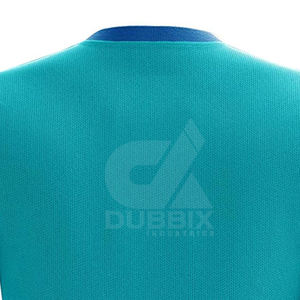 เสื้อกีฬาแขนสั้นสีฟ้าอมเขียวแบบกำหนดเอง ระบายอากาศได้ดี แห้งเร็ว เหมาะสำหรับการฝึกซ้อม ชุดทีม รับผลิตตามแบบ (OEM) ขายส่ง - Product Image 6