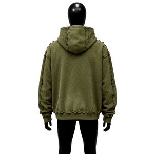 Sudadera con capucha de algodón suave verde oliva con cremallera para hombre, ajuste cómodo, estilo urbano, algodón French Terry, informal, talla S - Product Image 2