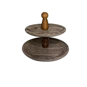 Base para Pastel de Mármol Blanca y Dorada con Base de Metal, Base para Pastel de Boda Lujosa, Base Resistente para Exhibición de Postres - Product Image 4