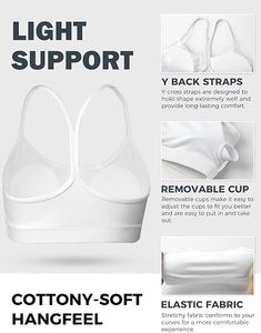 Soutien-gorge de sport blanc pour femme, maintien élevé, dos nu, design à bretelles, ajustement sans couture, pour yoga, course et entraînement - Product Image 3