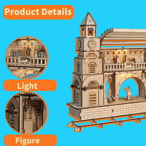 Kit di Costruzione Modello Stazione Ferroviaria 3D in Legno, Puzzle Fai-da-Te Artigianale, Regalo di Natale Unico - Product Image 4