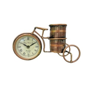 Vintage Metal Bicycle Clock With <b>Basket</b> Home Decor Collectible <b>Gift</b> - Product Image 1