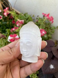 Tête de Bouddha en Sélénite Blanche Sculptée à la Main, 3 Pouces, Statue en Cristal, Reiki, Méditation, Décoration Spirituelle pour la Maison, Fournisseur en Gros - Product Image 3