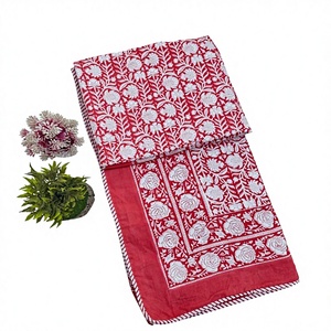 Couverture en coton doux et respirant imprimée à la main, couette Dohar pour toutes les saisons, couette imprimée florale idéale pour canapé, lit, sofa - Product Image 1